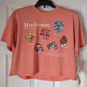 Cottagecore Mycology Mushroom Orange Crop Top Medium (10) NWT by Colorful Planet